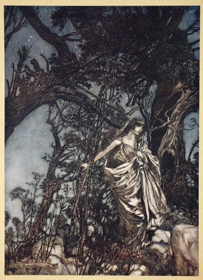 ウィリアムシェイクスピア作「真夏の夜の夢」のイラスト、1908年 作： Arthur Rackham